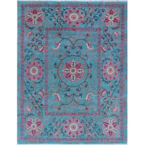 Bloomsbury Market One-of-a-Kind Millbourne Fine Chobi Alile Hand-Knotted Wool Blue Area Rug BLMA2923